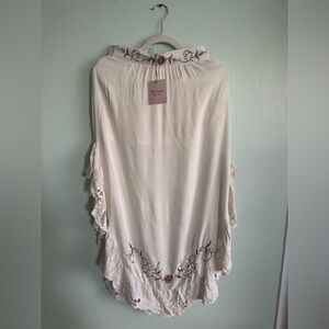 Elegant Cream Maxi Skirt with Floral Embroidery